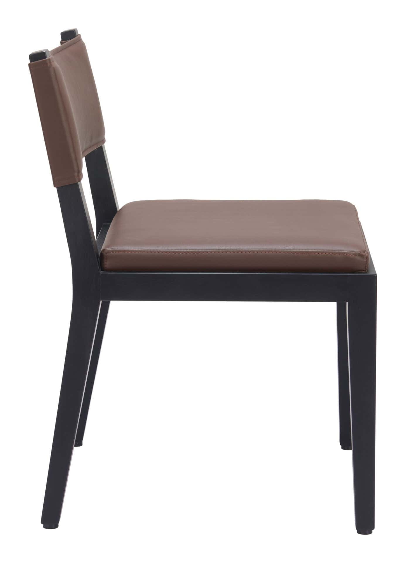 Brown Faux Leather Dining Chair with Wood Frame (Set of 2) 2 Brown Faux Leather Dining Chair with Wood Frame (Set of 2) - Image 2