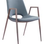 Mid Century Modern Dining Chair Faux Leather Walnut Legs (Set of 2)