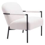 Ivory Shearling Style Accent Chair with Powder Coated Steel Frame