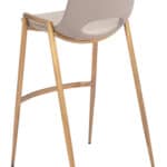 Beige Faux Leather Barstool with Gold Frame and Footrest (Set of 2)