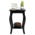 Curved Leg MDF Side Table with Display Shelf Black