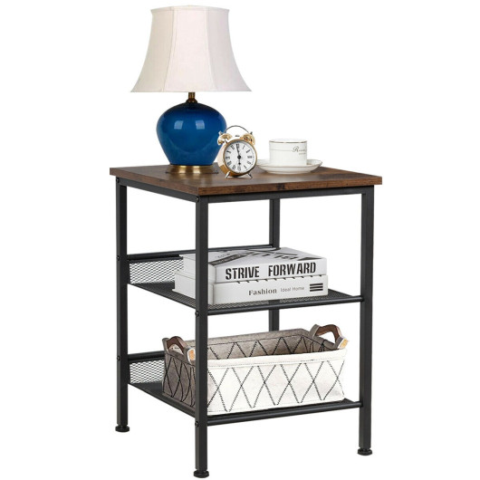Industrial Side Table with Adjustable Mesh Shelves and Sturdy Frame 4 Industrial Side Table with Adjustable Mesh Shelves and Sturdy Frame - Image 4