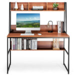 47 Inch Space-Saving Computer Desk with Hutch and Bookshelf