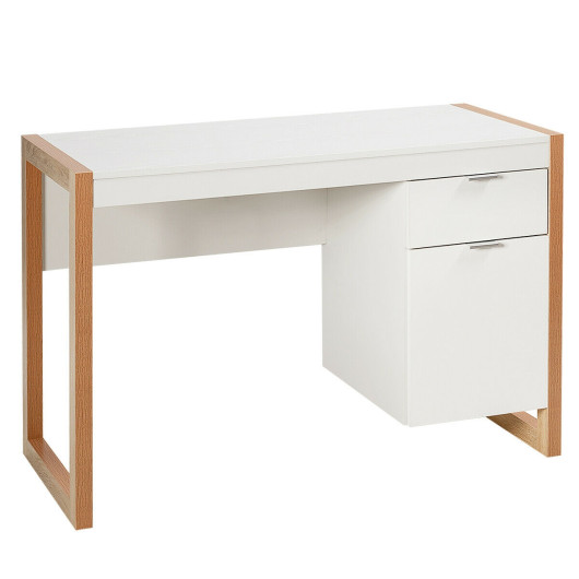 Modern Writing Desk with Drawer, Cabinet, and Spacious Worktop 3 Modern Writing Desk with Drawer, Cabinet, and Spacious Worktop - Image 3