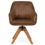 Mid Century Swivel PU Leather Accent Chair with Wood Legs