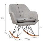 Gray Upholstered Rocking Chair with Steel and Beech Wood Base 11 Gray Upholstered Rocking Chair with Steel and Beech Wood Base