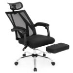 Ergonomic Recliner Mesh Office Chair with Adjustable Footrest Black