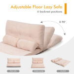 Adjustable Foldable Sleeper Sofa with Pillows and Metal Frame