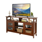 Rustic 58 Inch TV Stand with Cabinets and Shelves