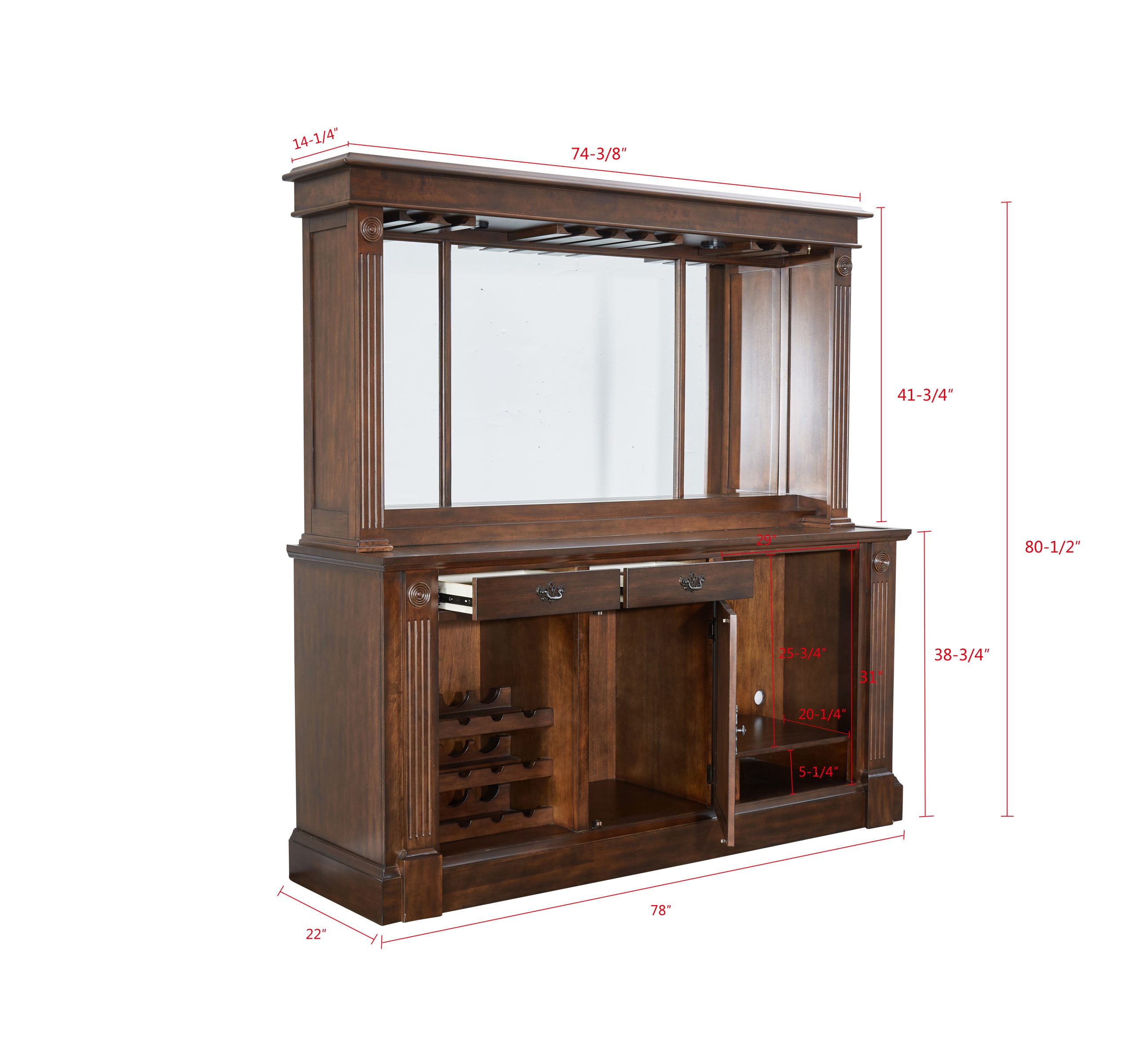 monticello 2-piece back bar and hutch