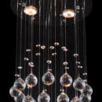 Elegant Chrome Ceiling Lamp with Crystal Teardrop Accents, 3 Lights