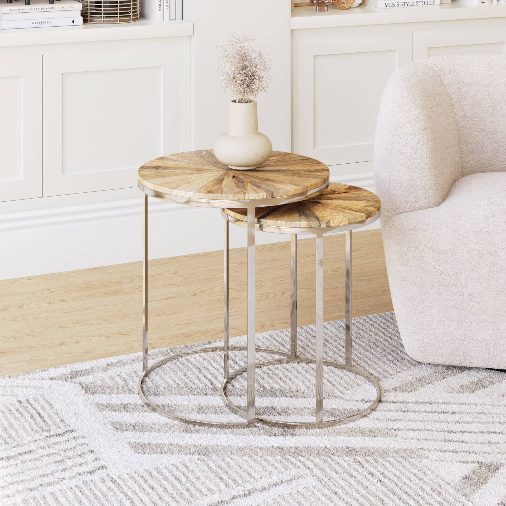 Natural Acacia Wood Coffee and Side Table Set (Set of 2) 2 Natural Acacia Wood Coffee and Side Table Set (Set of 2) - Image 2