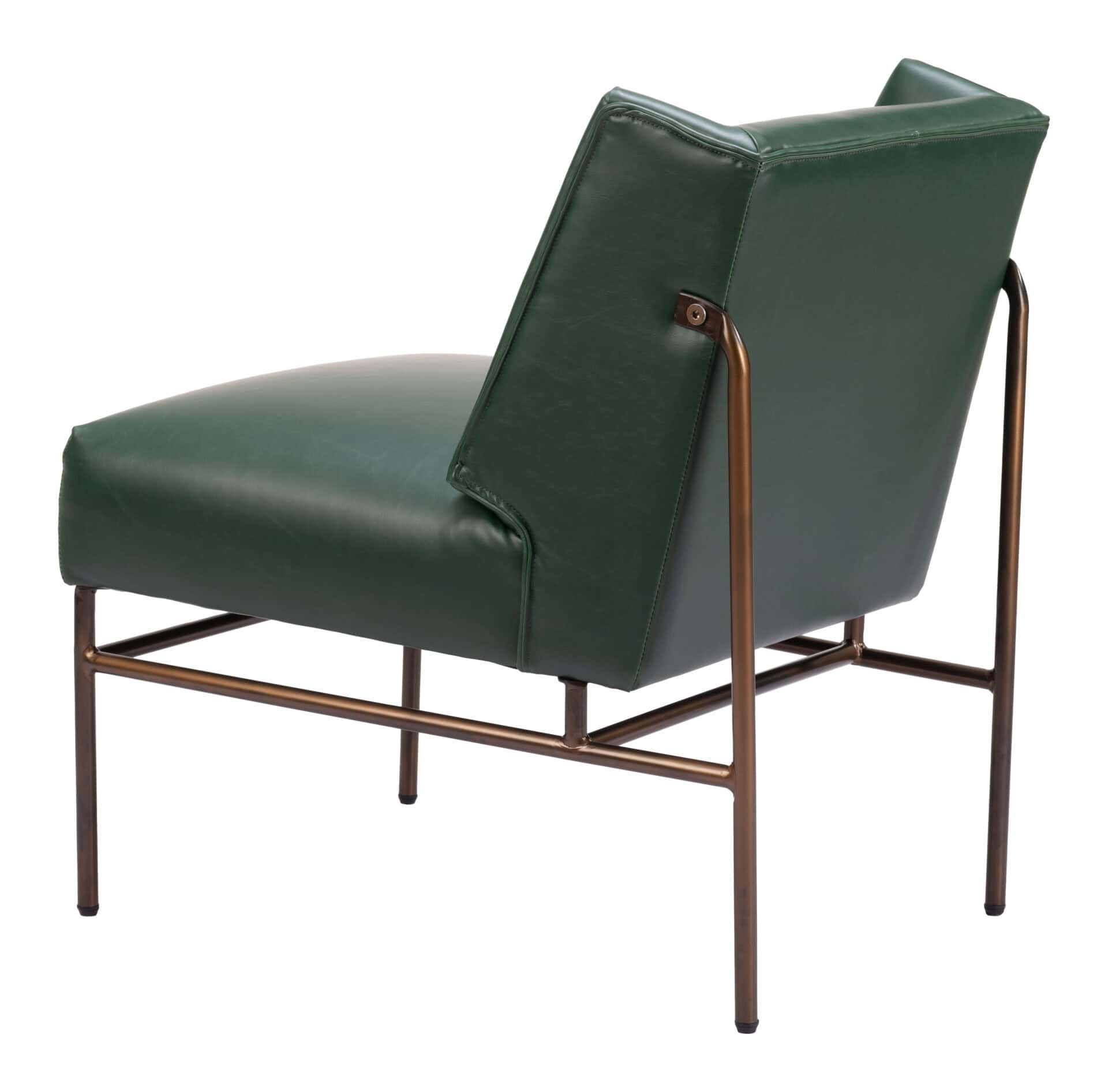 Modern Green Vinyl Accent Chair with Steel Base 6 Modern Green Vinyl Accent Chair with Steel Base - Image 6