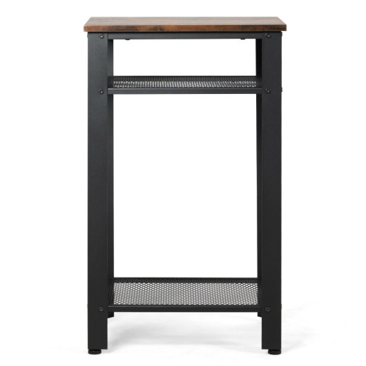 Industrial Side Table with 3-Tier Storage Shelves and Mesh 4 Industrial Side Table with 3-Tier Storage Shelves and Mesh - Image 4