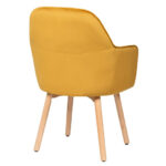 Yellow Velvet Upholstered Mid-Back Accent Armchairs with Wood Legs (Set of 2)