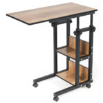 Adjustable C Shape Rolling End Table with Storage Shelves 14 Adjustable C Shape Rolling End Table with Storage Shelves