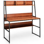 47 Inch Space-Saving Computer Desk with Hutch and Bookshelf