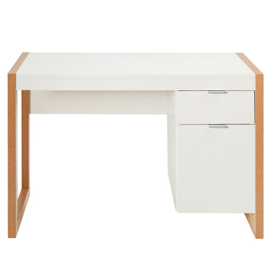 Modern Writing Desk with Drawer, Cabinet, and Spacious Worktop 7 Modern Writing Desk with Drawer, Cabinet, and Spacious Worktop - Image 7