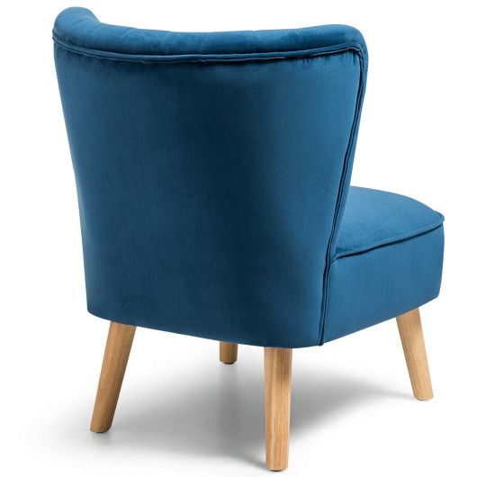 Velvet Upholstered Armless Chair with Wood Legs for Living Spaces 7 Velvet Upholstered Armless Chair with Wood Legs for Living Spaces - Image 7