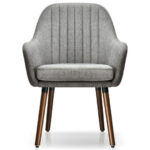 Gray Upholstered Accent Chairs with Wooden Legs and Armrests (Set of 2) 13 Gray Upholstered Accent Chairs with Wooden Legs and Armrests (Set of 2)