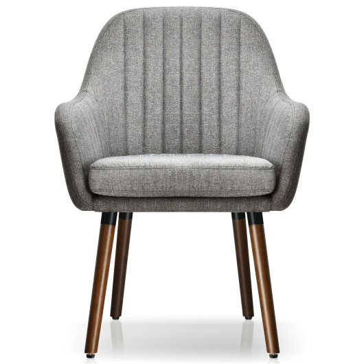 Gray Upholstered Accent Chairs with Wooden Legs and Armrests (Set of 2) 6 Gray Upholstered Accent Chairs with Wooden Legs and Armrests (Set of 2) - Image 6