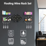 Wall Mounted Wine Rack with Shelves and Glass Storage (Set of 5)