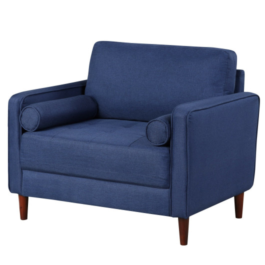 Oversized Linen Accent Chair with Pillows and Rubber Wood Legs 4 Oversized Linen Accent Chair with Pillows and Rubber Wood Legs - Image 4