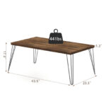 Rustic Wooden Coffee Table with Metal Legs and Large Surface