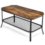 Industrial Coffee Table with 2-Tier Storage Shelf Rustic Brown 10 Industrial Coffee Table with 2-Tier Storage Shelf Rustic Brown