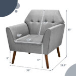 Modern Tufted Fabric Accent Chair with Wide Backrest and Cushion 11 Modern Tufted Fabric Accent Chair with Wide Backrest and Cushion
