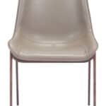 Brown & Walnut Faux Leather Dining Chair with Faux Wood Legs (Set of 2)