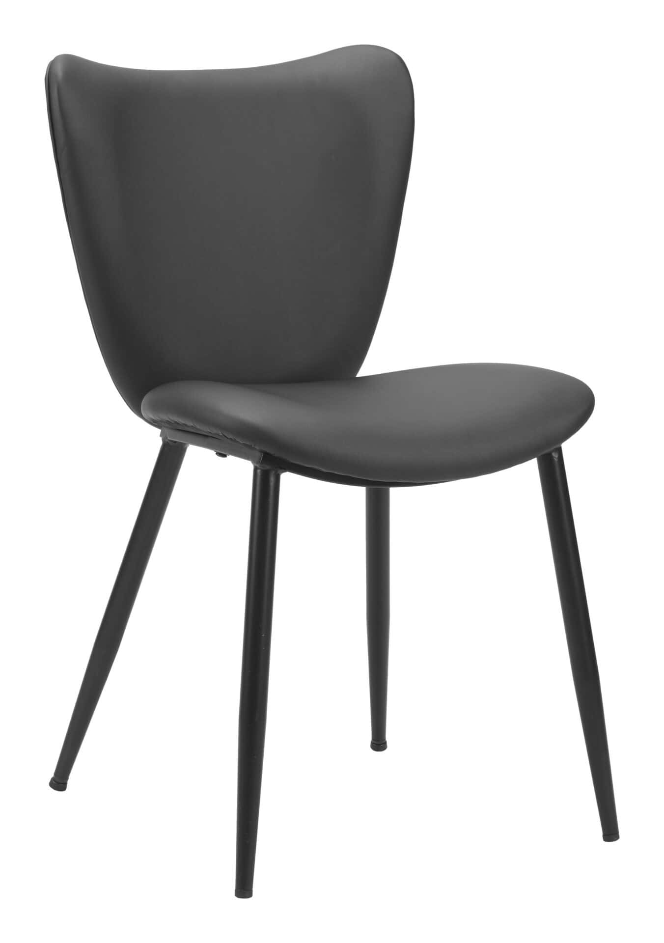 Black Vinyl Dining Chair with Steel Frame (Set of 2) 1 Black Vinyl Dining Chair with Steel Frame (Set of 2)