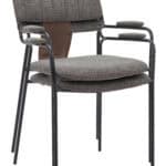 Butterscotch Brown Upholstered Dining Chair with Arms, Steel Frame (Set of 2) 15 Butterscotch Brown Upholstered Dining Chair with Arms, Steel Frame (Set of 2)
