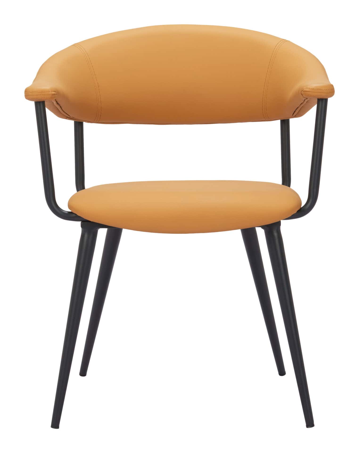 Modern Faux Leather Dining Chair with Armrests and Steel Legs 3 Modern Faux Leather Dining Chair with Armrests and Steel Legs - Image 3