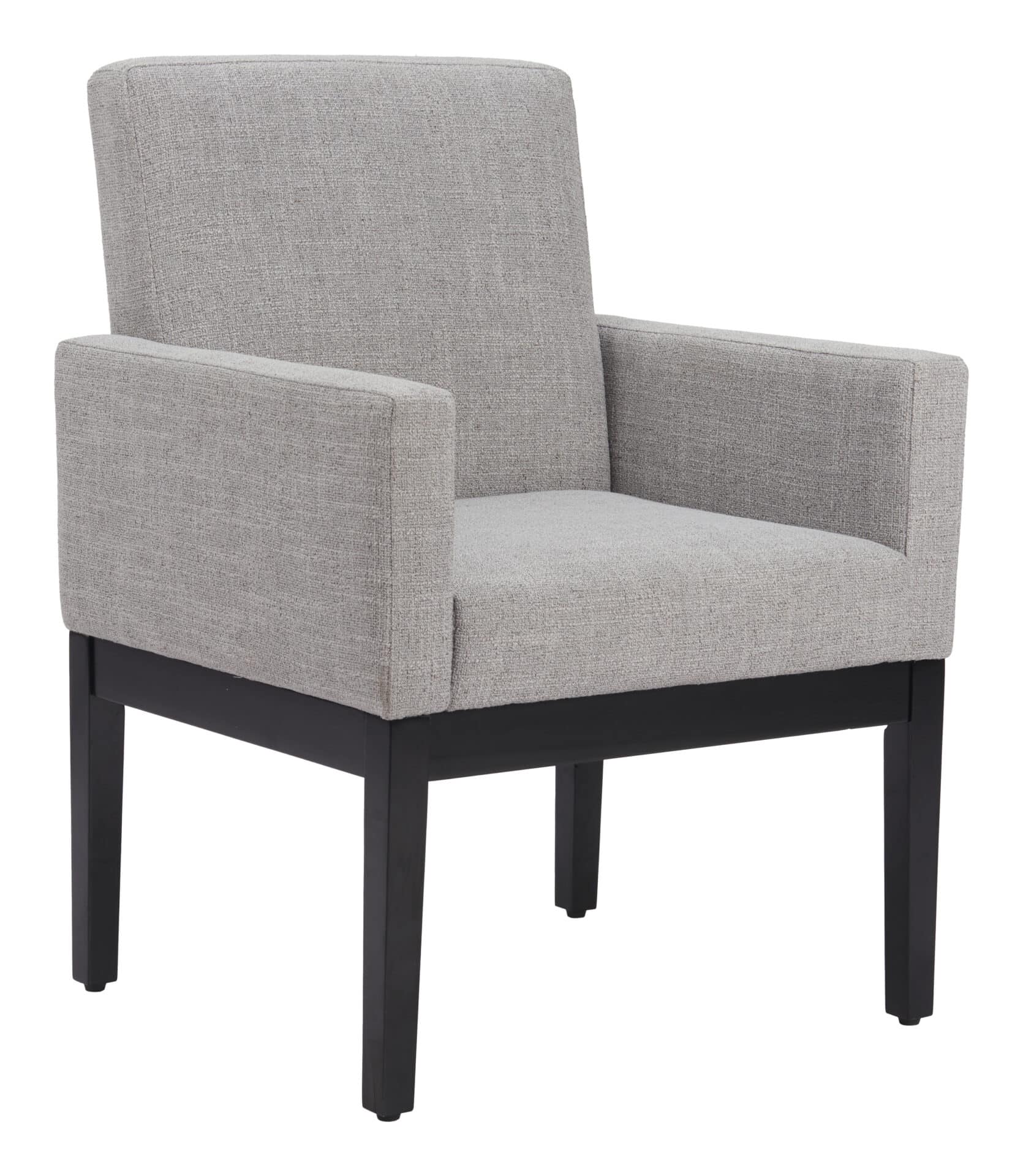 Gray Dining Chair with Arms, Wooden Frame, and Fabric Seat 1 Gray Dining Chair with Arms, Wooden Frame, and Fabric Seat