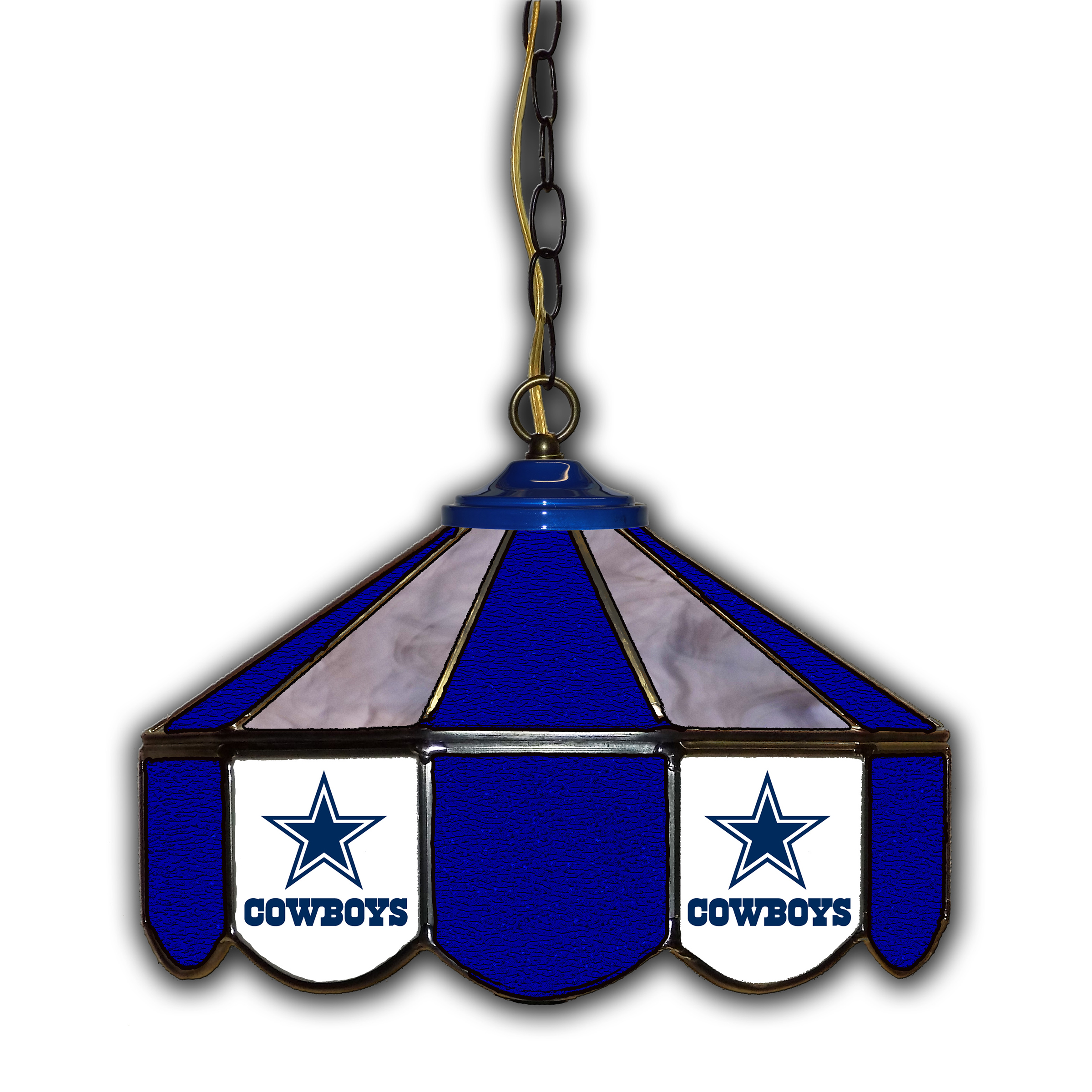 dallas cowboys 14-in handcrafted stained glass pub light made in usa