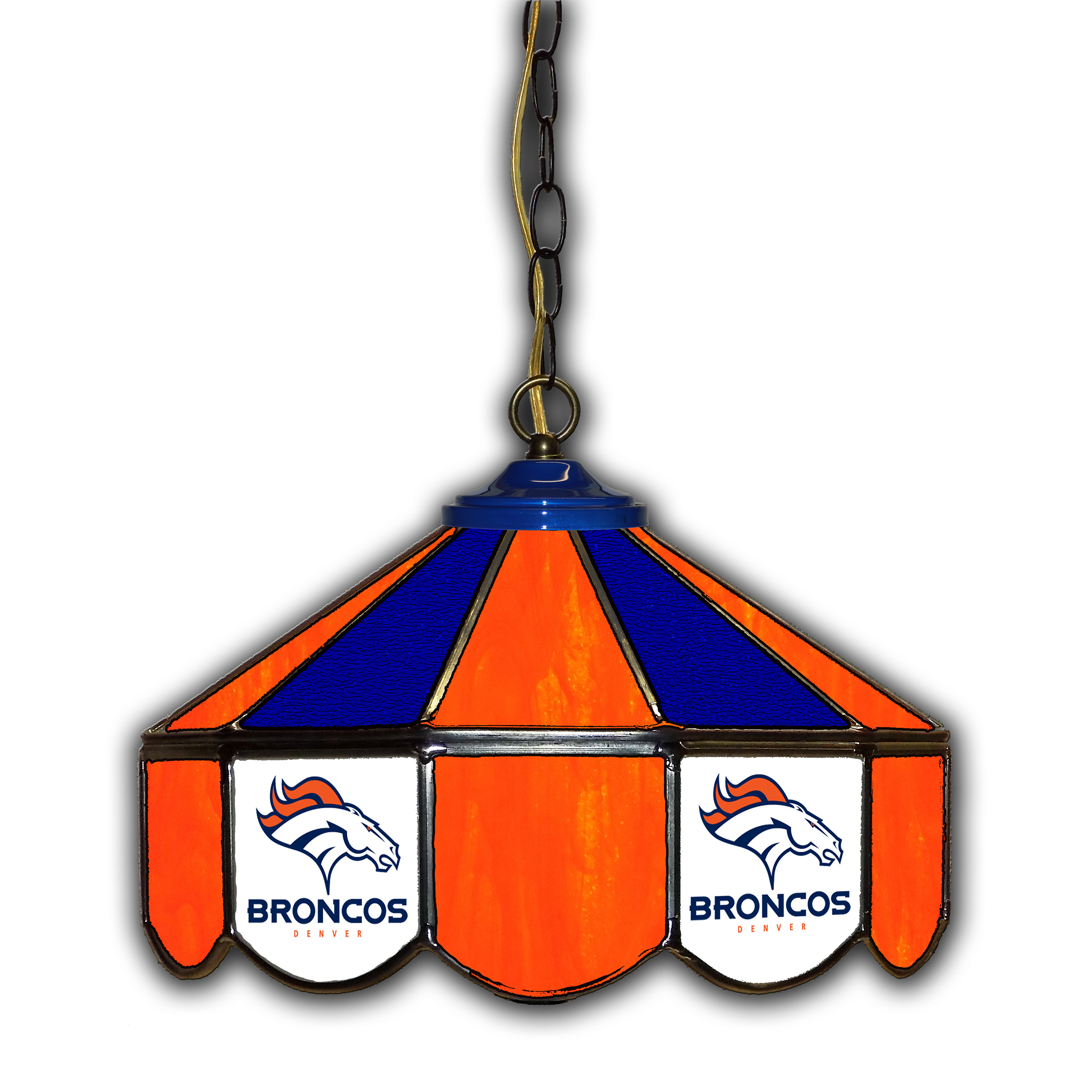 denver broncos 14 inch stained glass handcrafted pub light