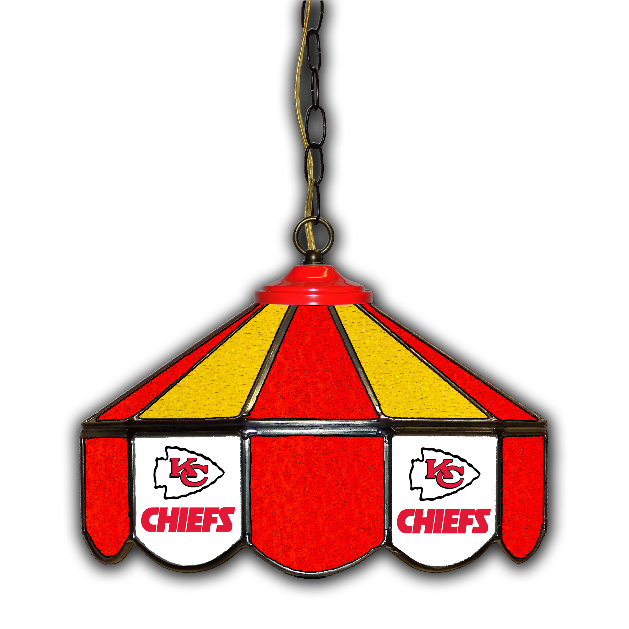 kansas city chiefs handcrafted stained glass pub light 14 inch