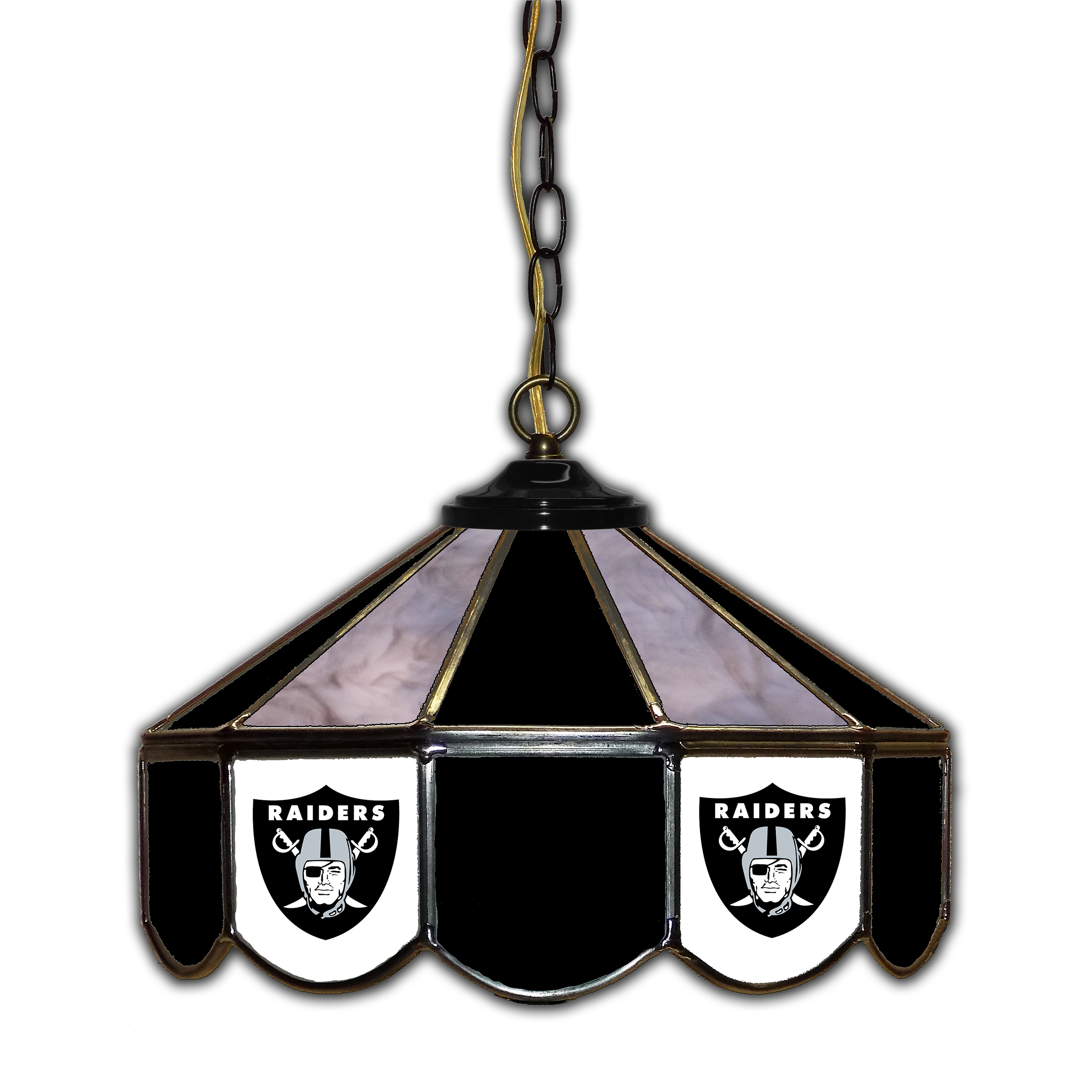las vegas raiders handcrafted stained glass pub lamp 14 inch