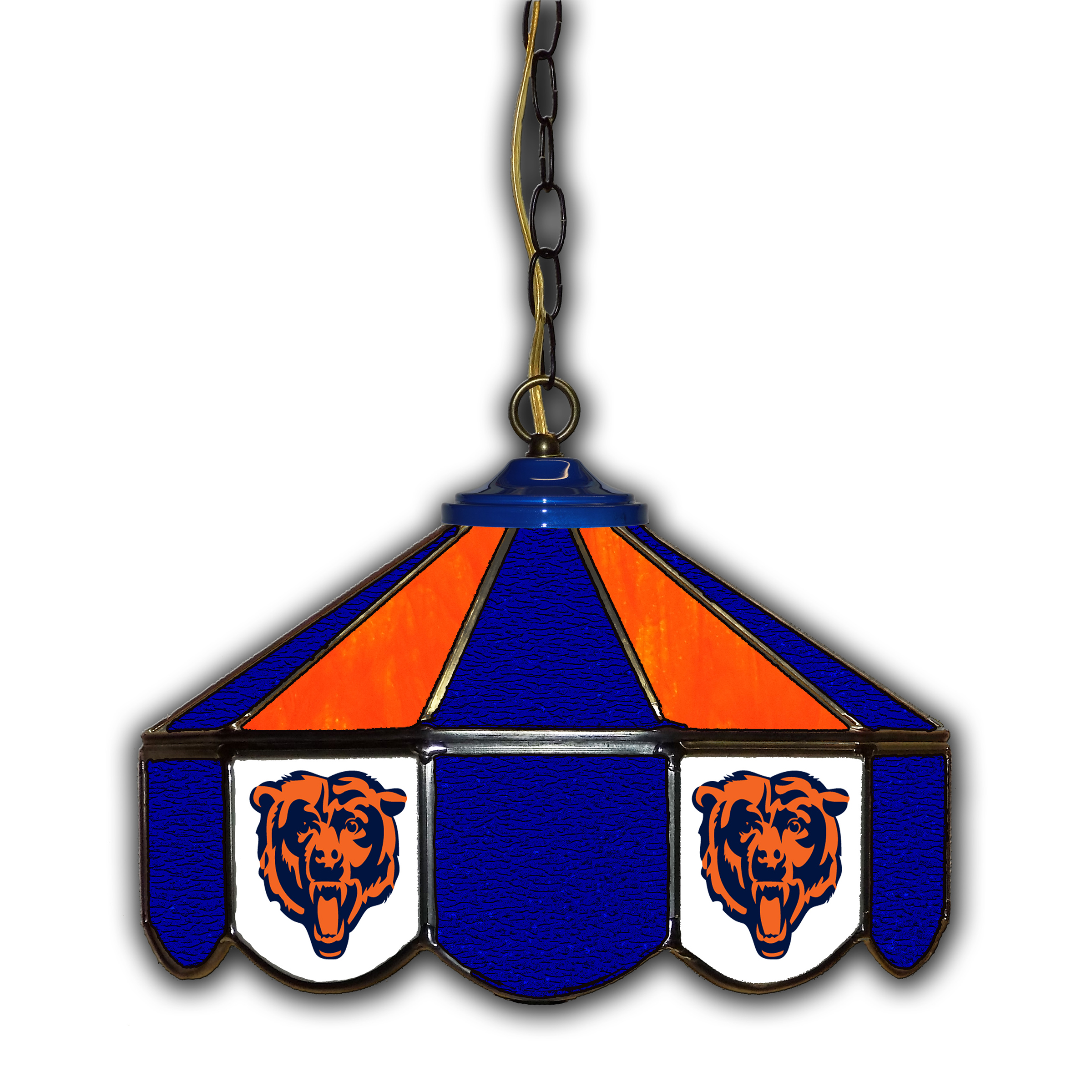 chicago bears 14 inch stained glass handcrafted pub light
