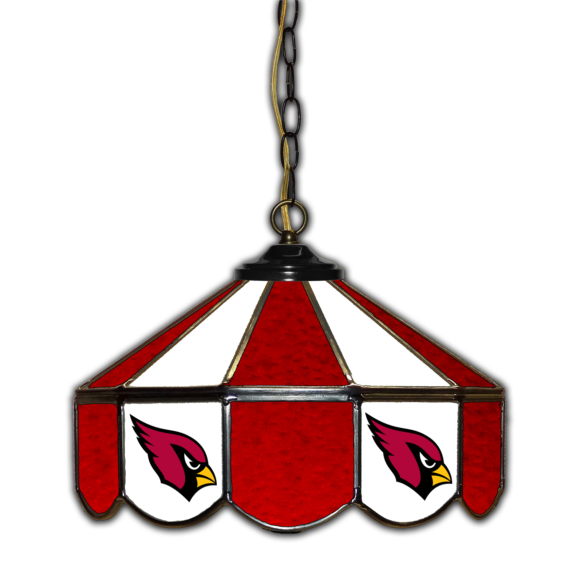 arizona cardinals handcrafted stained glass 14-in pub light