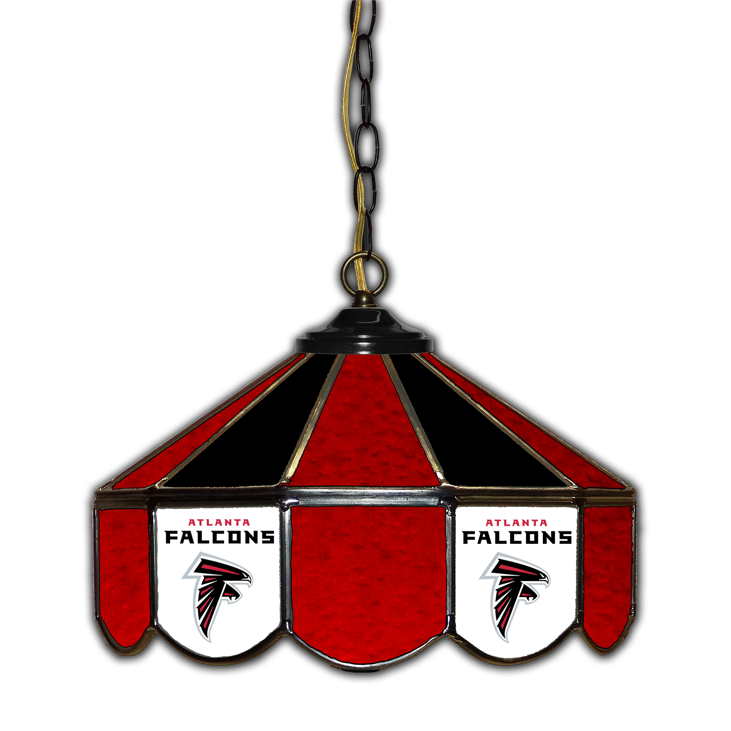 atlanta falcons handcrafted stained glass 14-in pub light