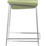 Green Counter Stool with Brushed Stainless Steel Frame (Set of 2)