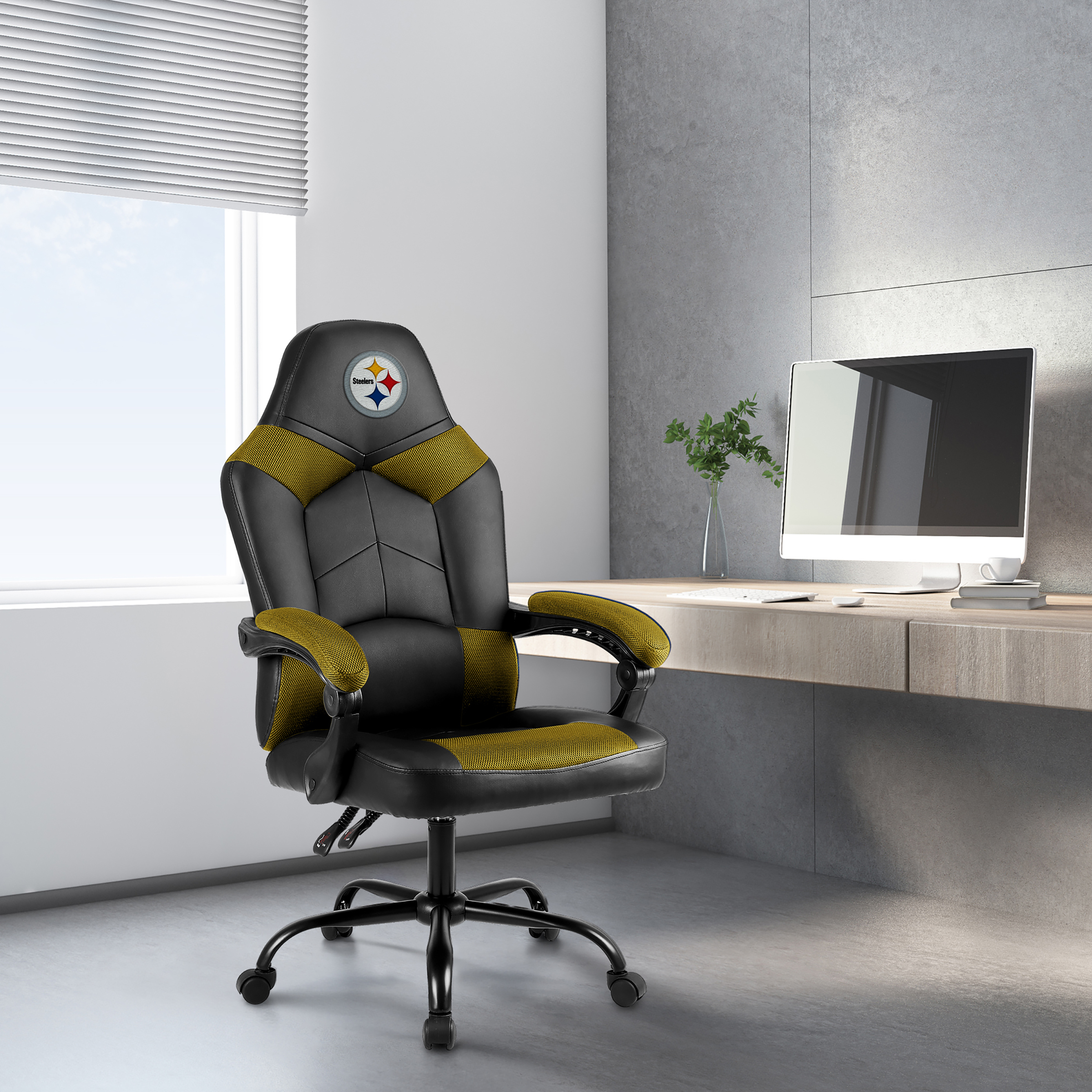 pittsburgh steelers embroidered oversized gaming office chair with storage pouch