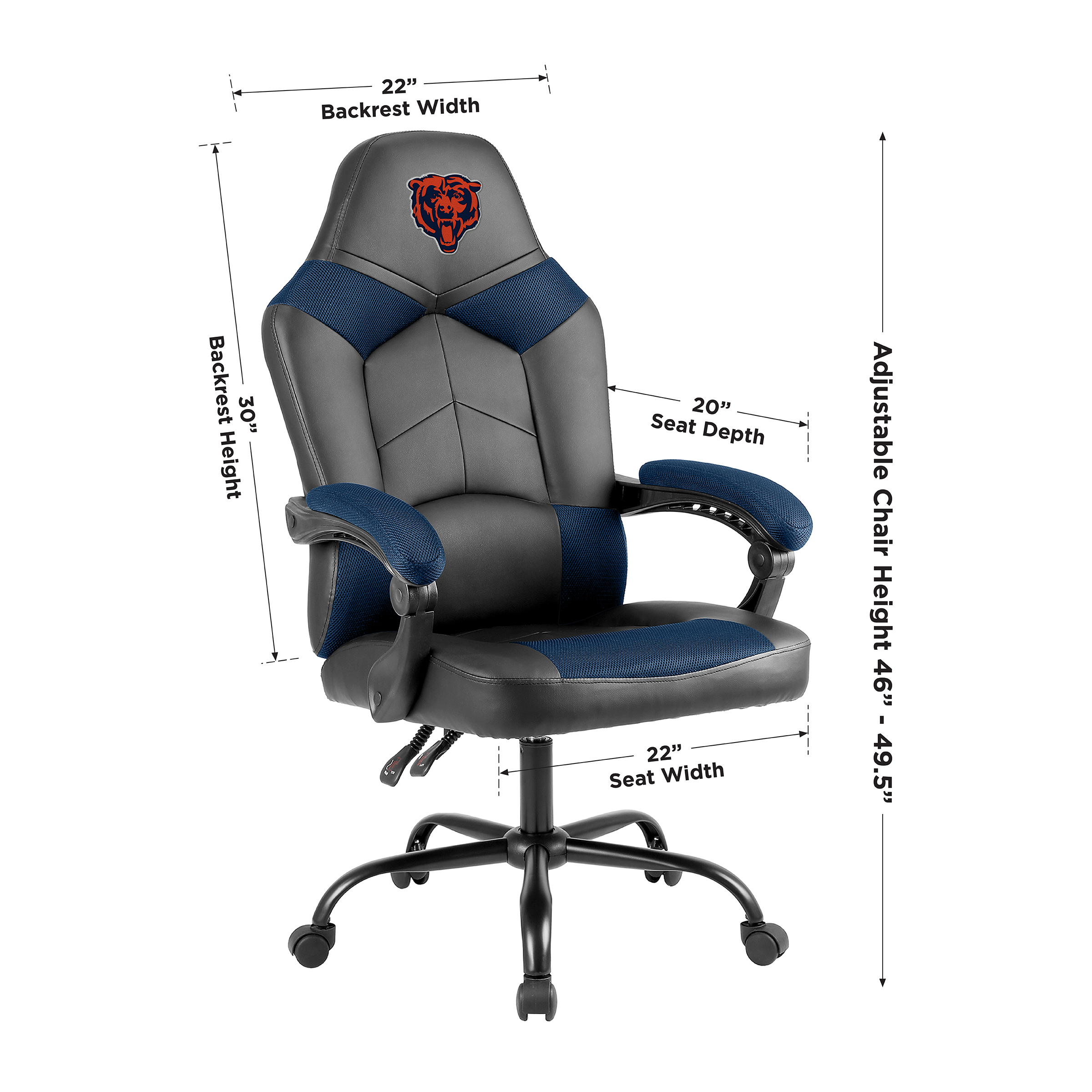 chicago bears oversized gaming office chair with storage pouch