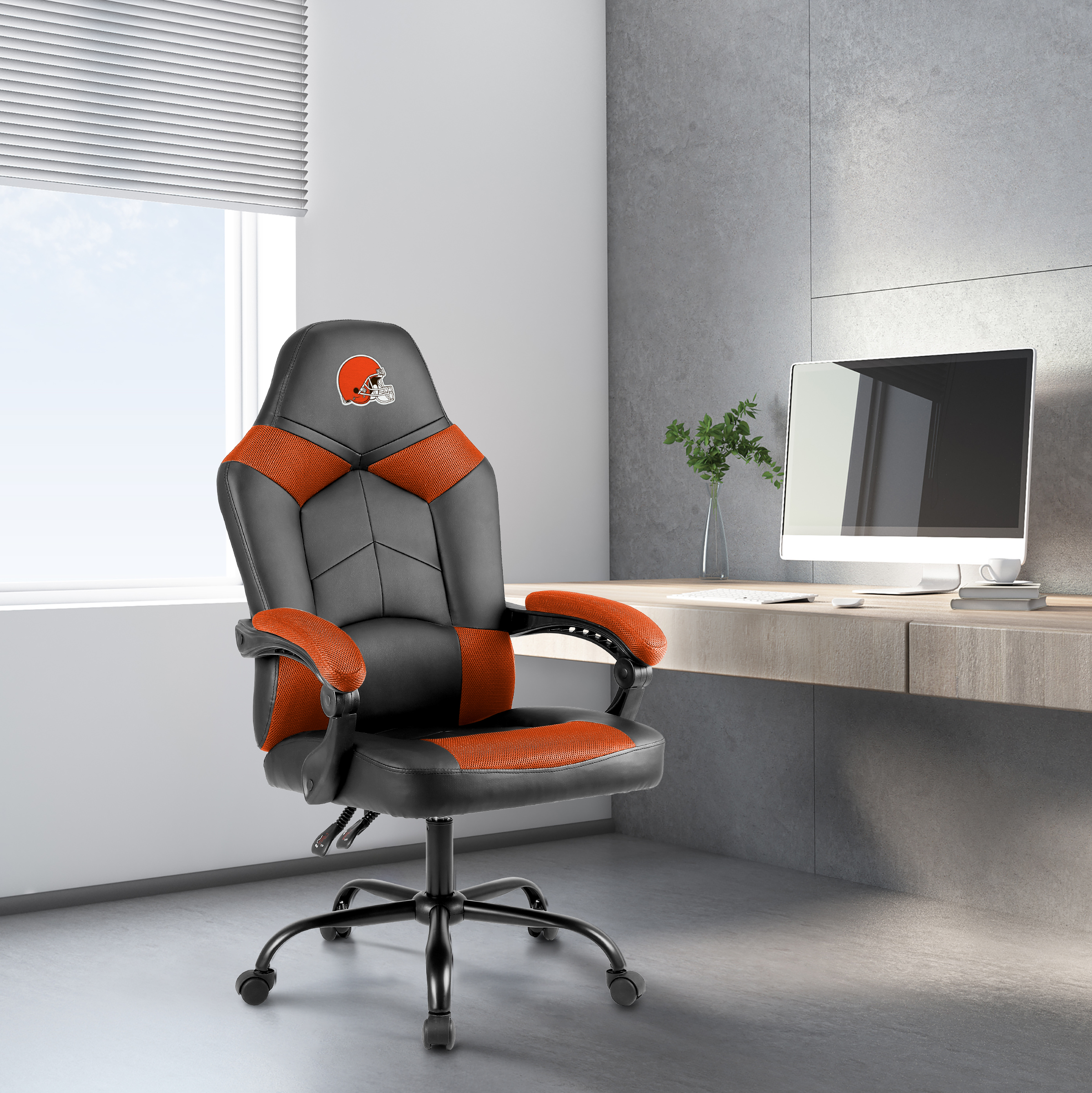 cleveland browns oversized embroidered office chair with storage pouch