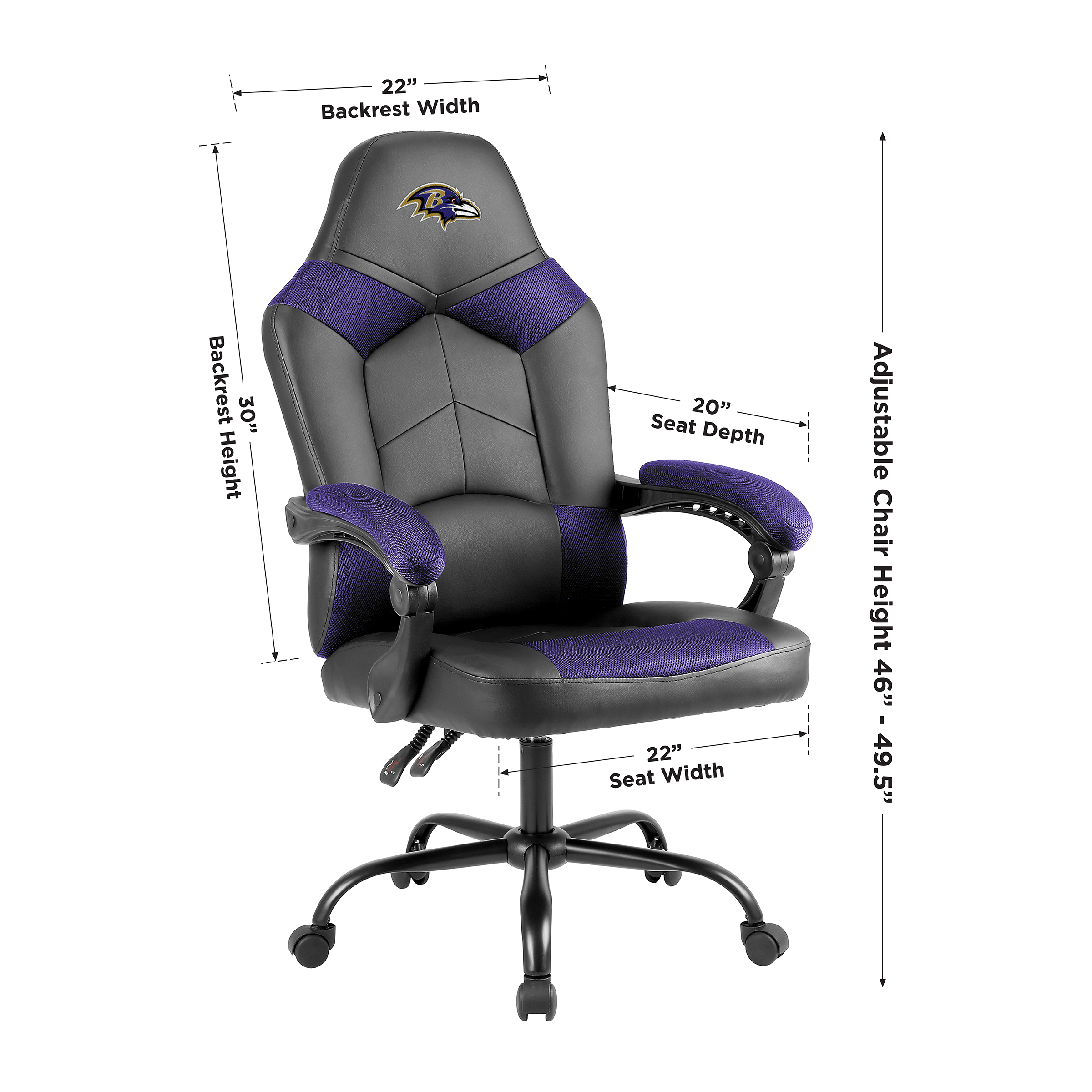 baltimore ravens oversized gaming office chair with storage pouch
