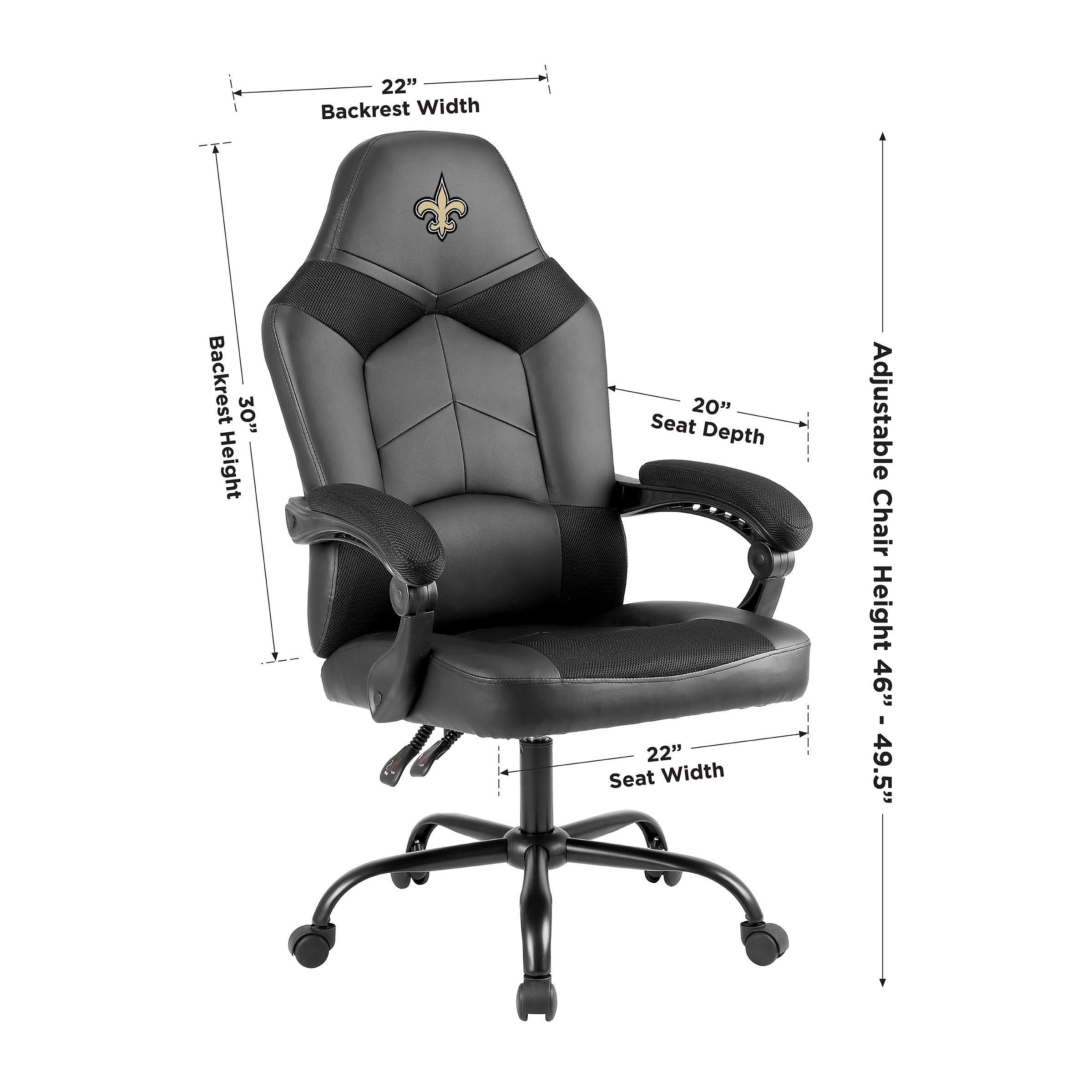 new orleans saints oversized embroidered gaming office chair with pouch