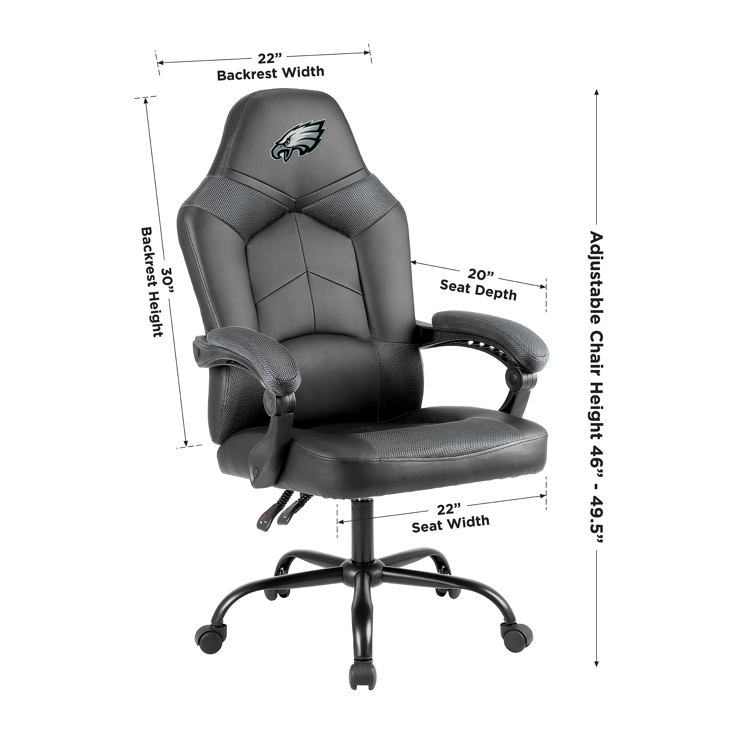 philadelphia eagles oversized embroidered gaming chair with storage pouch