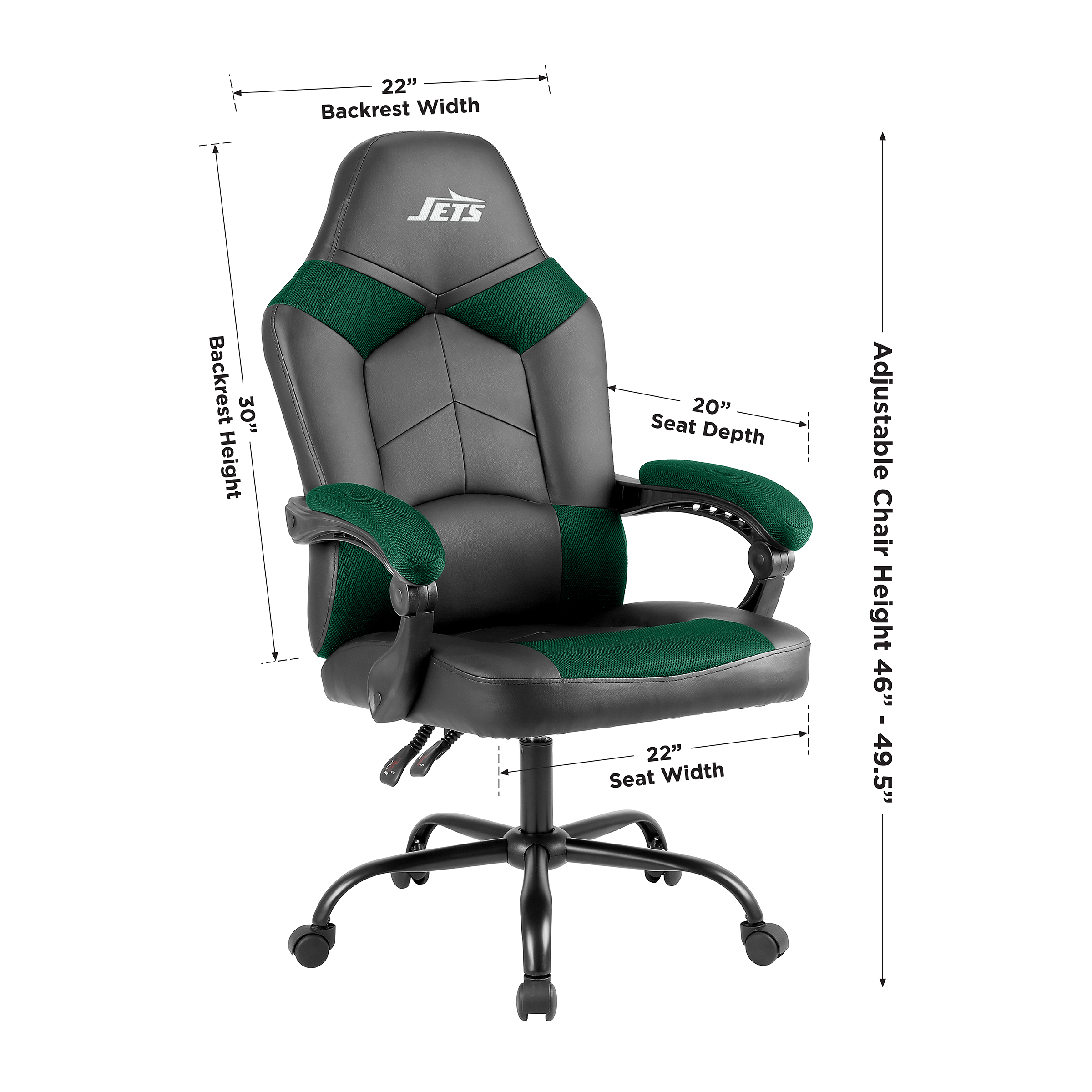 new york jets oversized embroidered gaming office chair